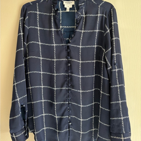 Express Tops - Express Portofino Navy and White Blouse